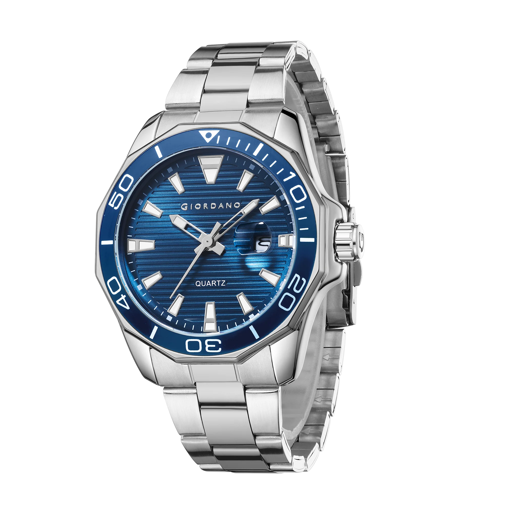 Giordano Stainless Steel Analog Watch for Men – Classic Sporty Design | Textured Dial, Quartz Movement and Date Display with Magnifier | GZ-50149-22 - Image 6