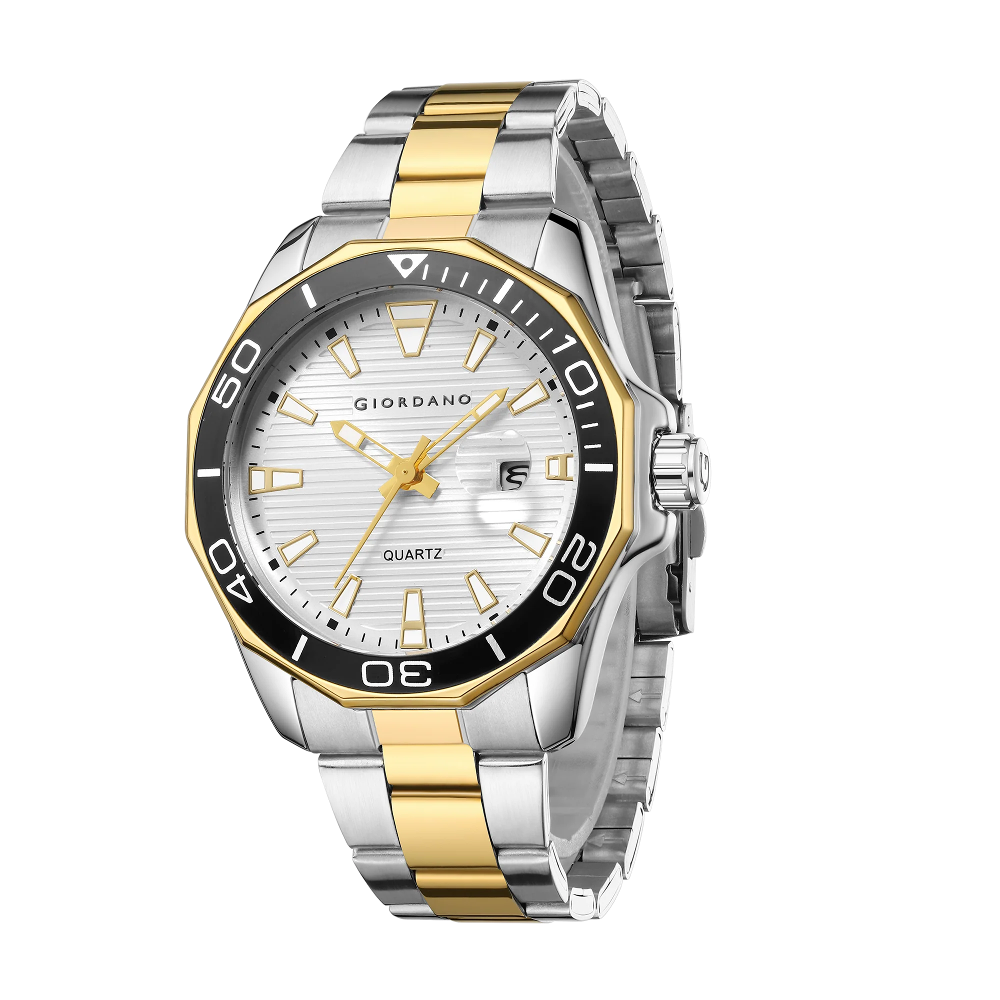 Giordano Stainless Steel Analog Watch for Men – Classic Sporty Design | Textured Dial, Quartz Movement and Date Display with Magnifier | GZ-50149-33 - Image 6