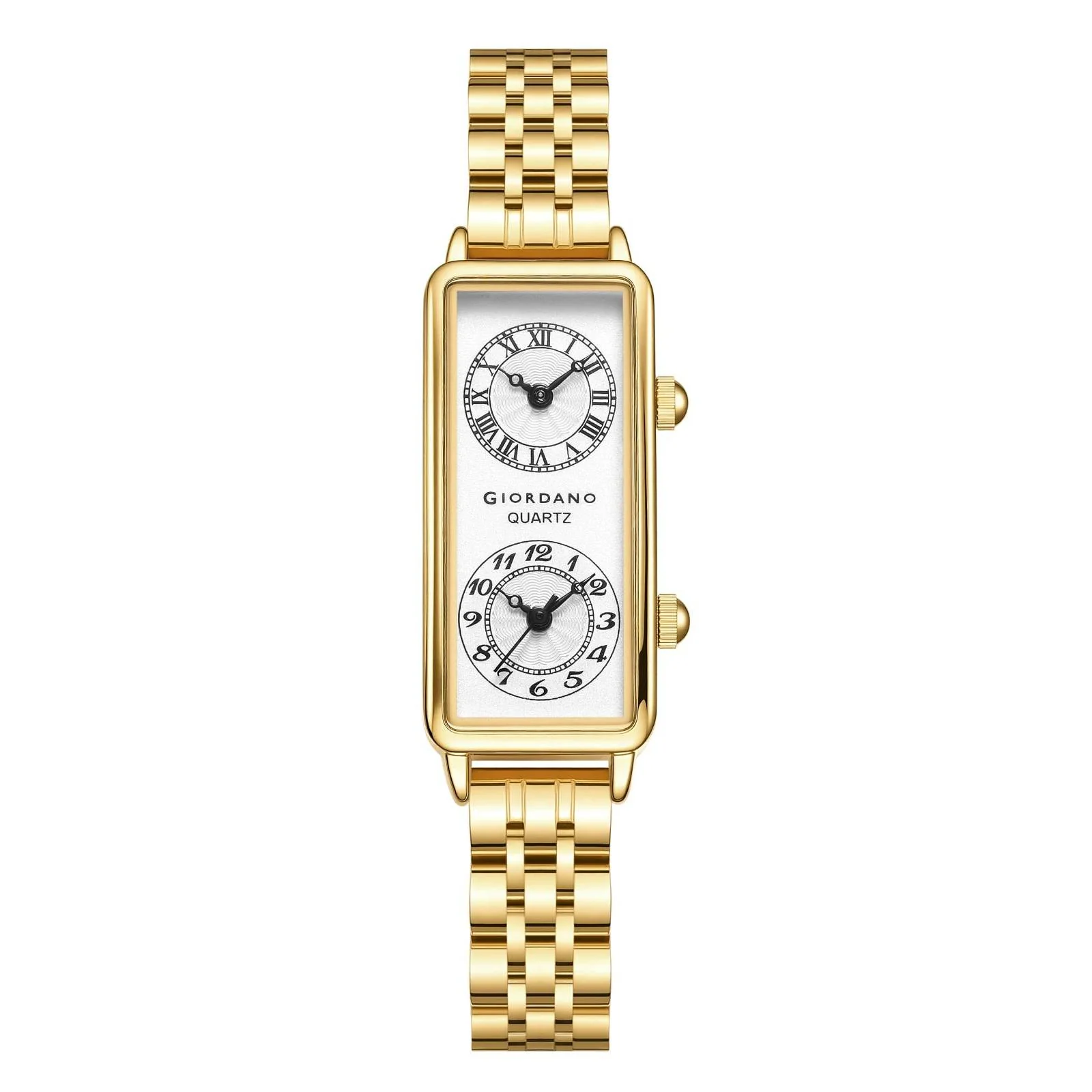 GIORDANO Stylish Analog Quartz Watch for Women with Rectangular Dual Dial Display, Roman & Arabic Numerals & Stainless Steel Strap - GZ-60127-11 - Image 5