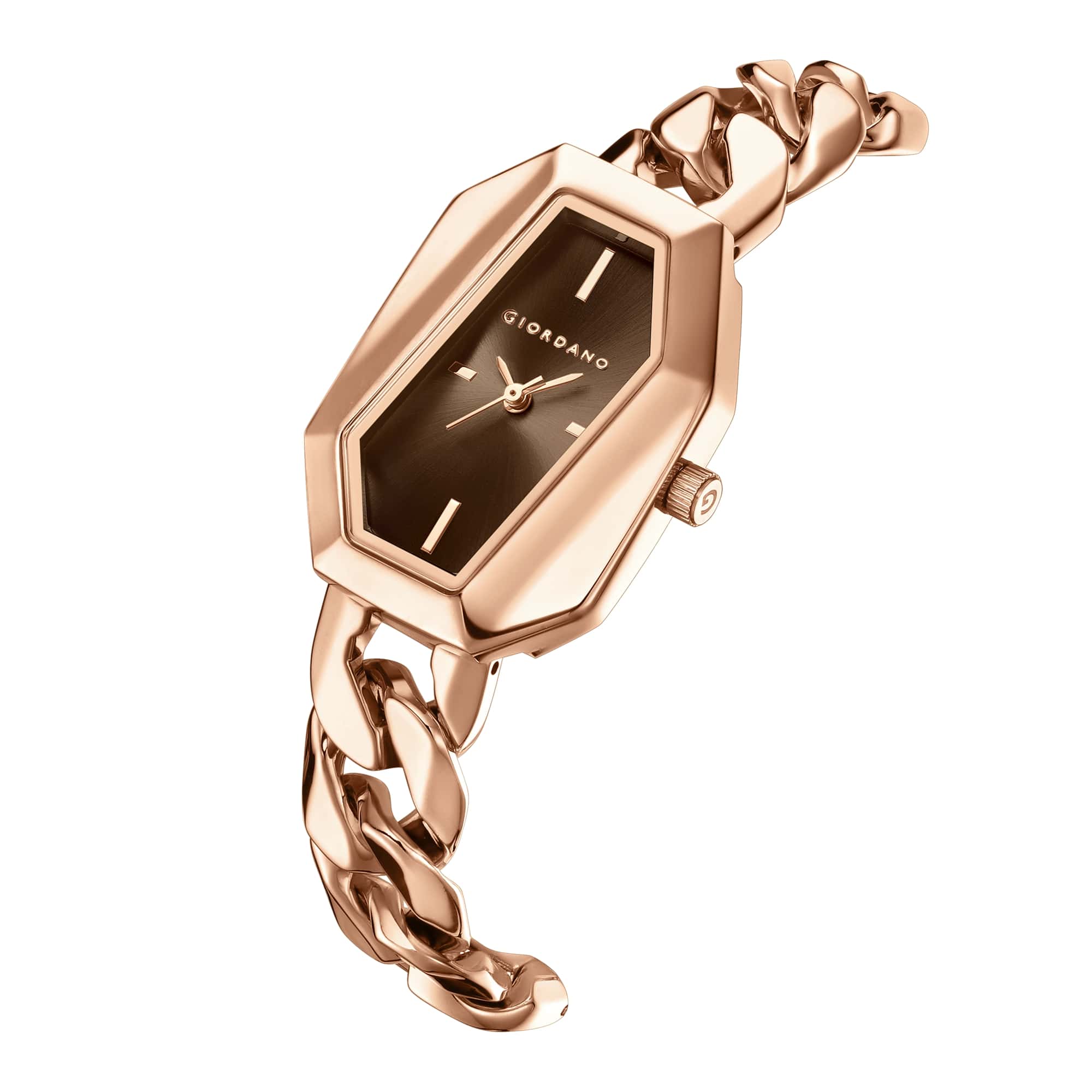 Giordano Stylish Analog Watch for Women – Hexagon Dial, Trendy Chain Link Stainless Steel Strap, Elegant Dress Timepiece | GZ-60122-11 - Image 6