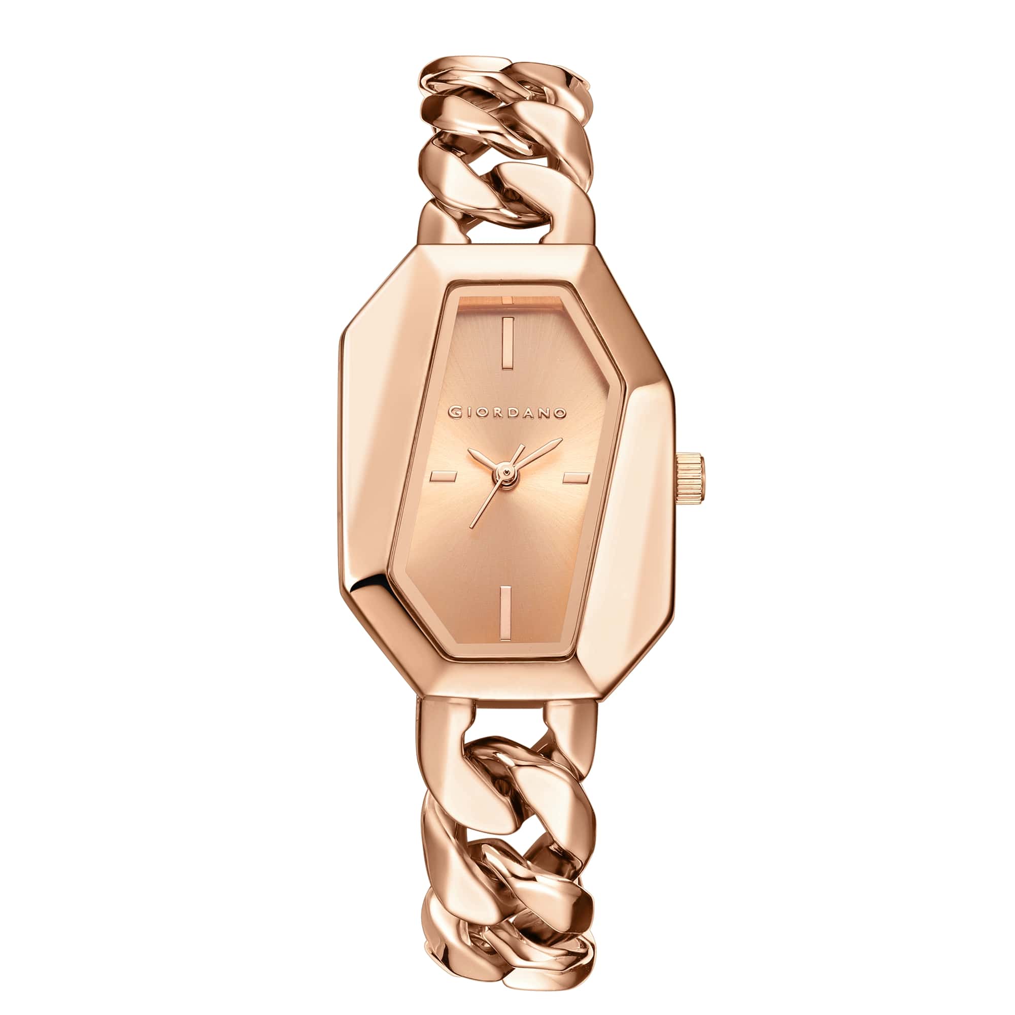 Giordano Stylish Analog Watch for Women – Hexagon Dial, Trendy Chain Link Stainless Steel Strap, Elegant Dress Timepiece | GZ-60122-22 - Image 5