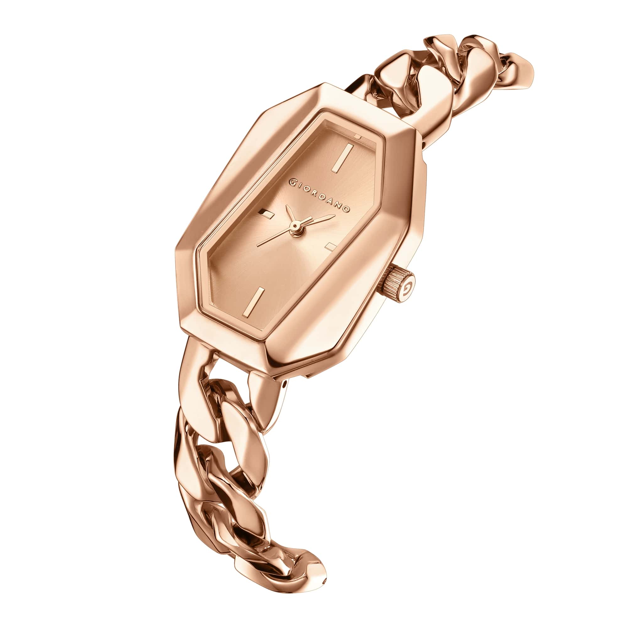 Giordano Stylish Analog Watch for Women – Hexagon Dial, Trendy Chain Link Stainless Steel Strap, Elegant Dress Timepiece | GZ-60122-22 - Image 6