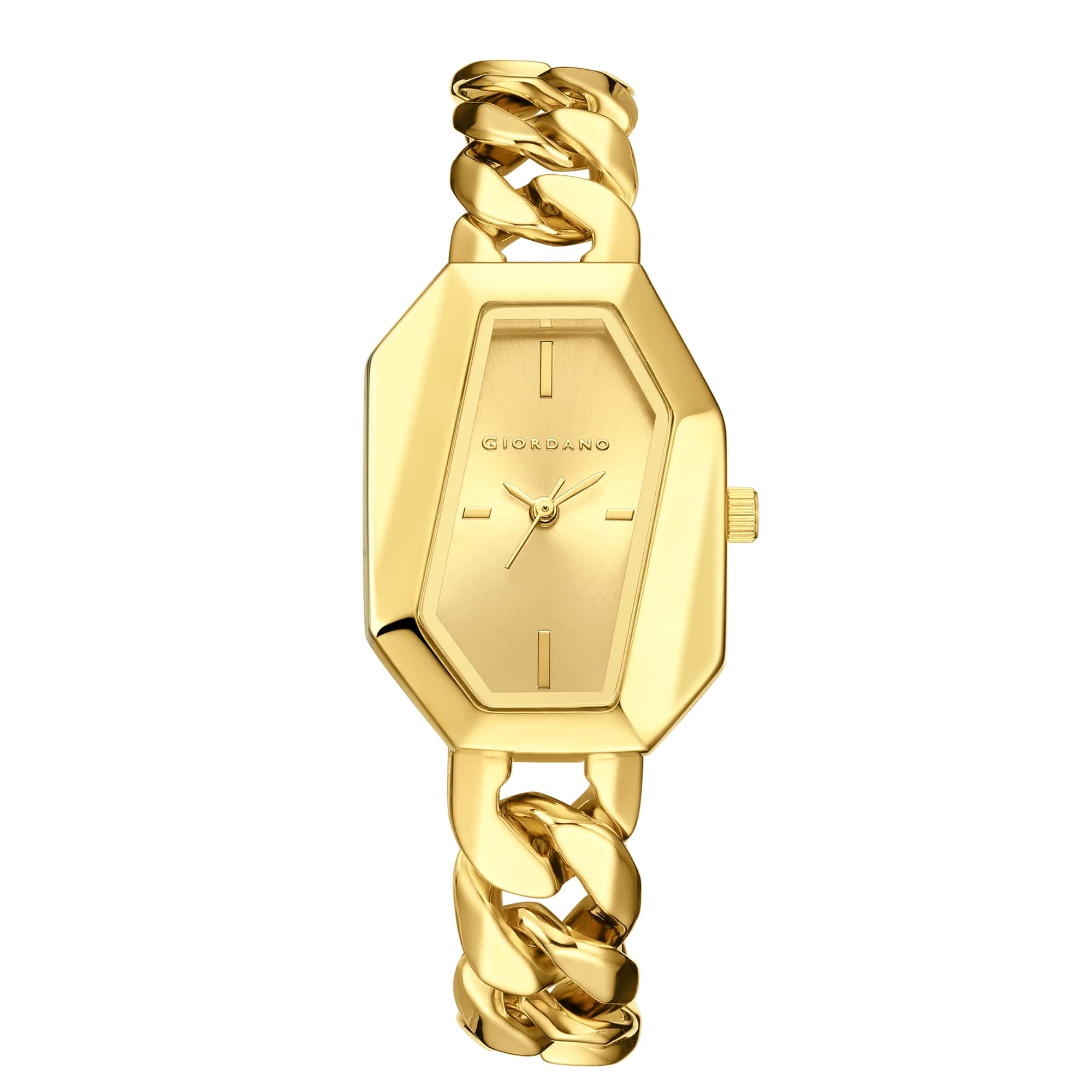 Giordano Stylish Analog Watch for Women – Hexagon Dial, Trendy Chain Link Stainless Steel Strap, Elegant Dress Timepiece | GZ-60122-33 - Image 5