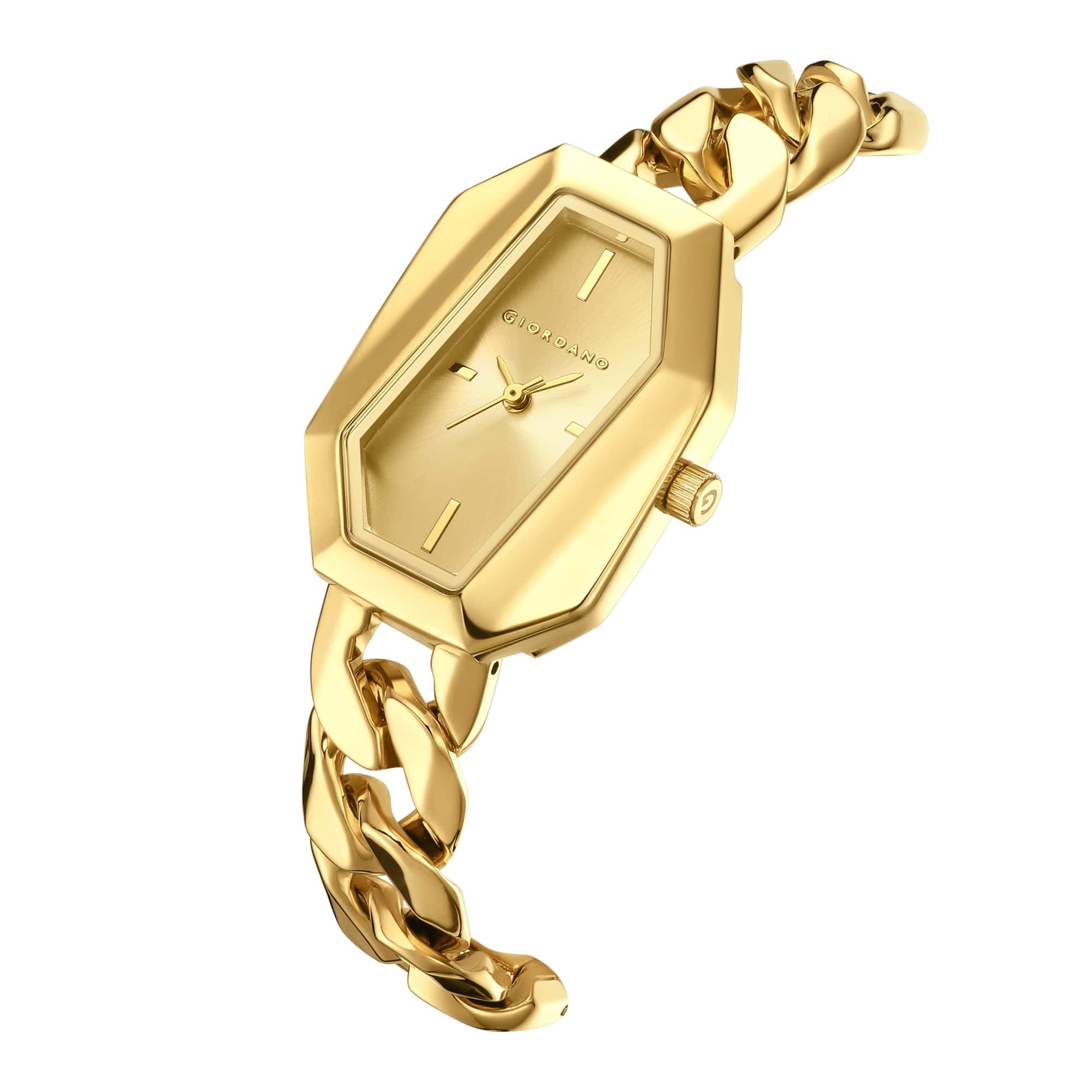 Giordano Stylish Analog Watch for Women – Hexagon Dial, Trendy Chain Link Stainless Steel Strap, Elegant Dress Timepiece | GZ-60122-33 - Image 6
