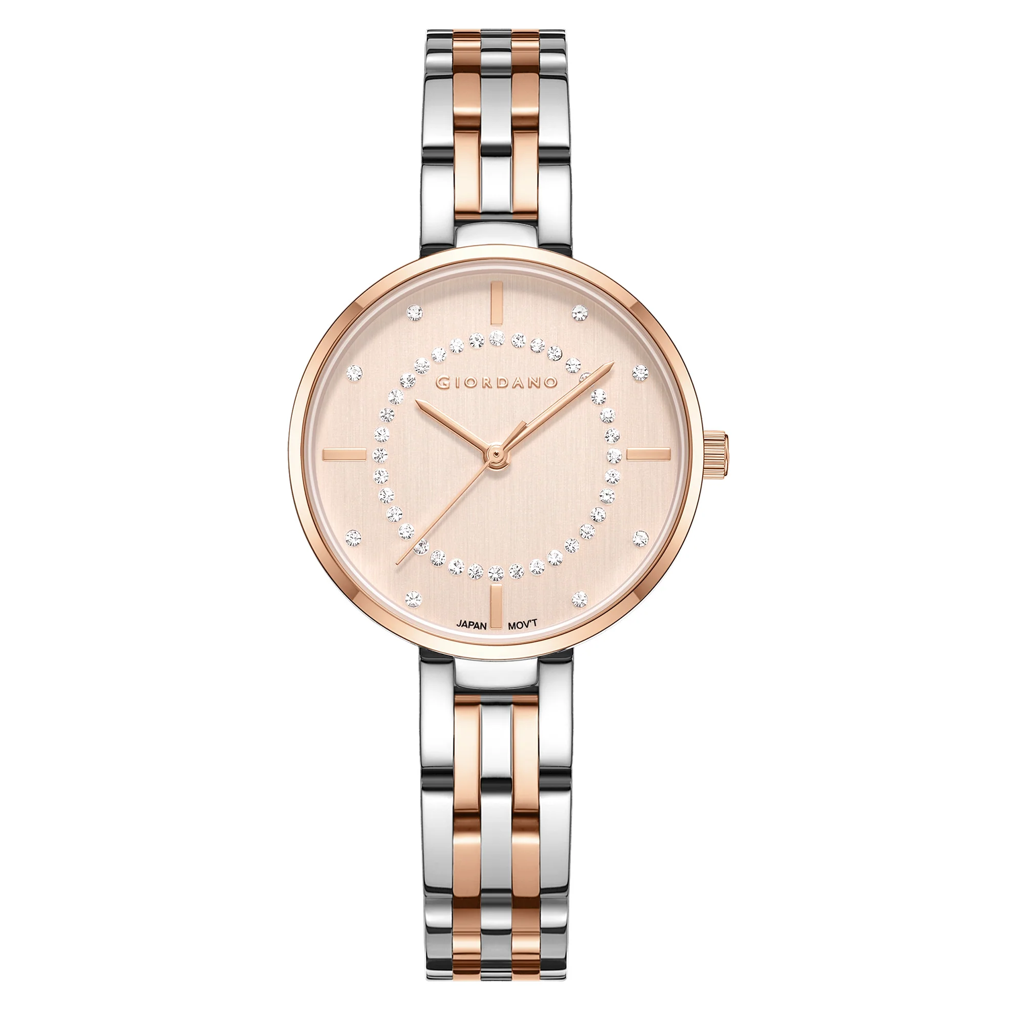 Giordano Stylish Analog Watch for Women with Diamond Studed Dial with Crystal Hour Markers and Stainless Steel Strap - GZ-60077-11 - Image 5