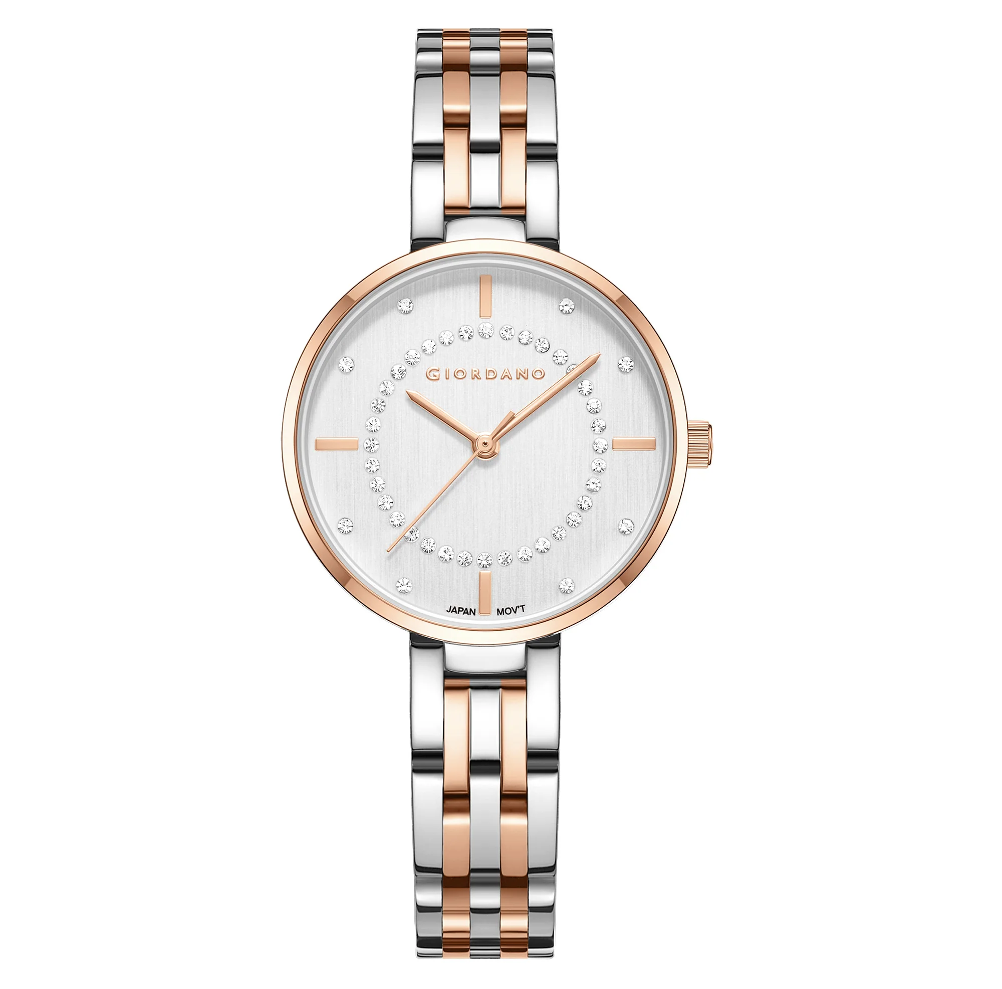 Giordano Stylish Analog Watch for Women with Diamond Studed Dial with Crystal Hour Markers and Stainless Steel Strap - GZ-60077-55 - Image 5