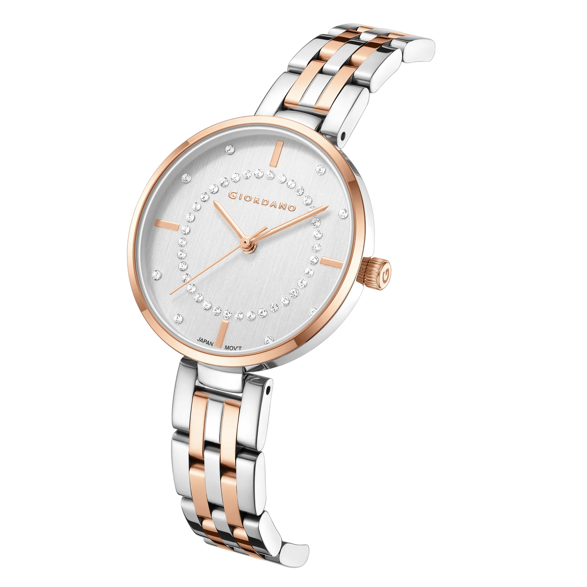 Giordano Stylish Analog Watch for Women with Diamond Studed Dial with Crystal Hour Markers and Stainless Steel Strap - GZ-60077-55 - Image 6