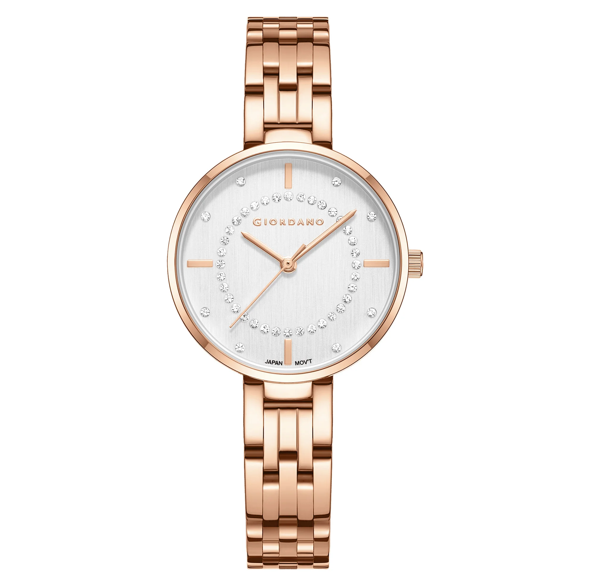 Giordano Stylish Analog Watch for Women with Diamond Studed Dial with Crystal Hour Markers and Stainless Steel Strap - GZ-60077-77 - Image 5
