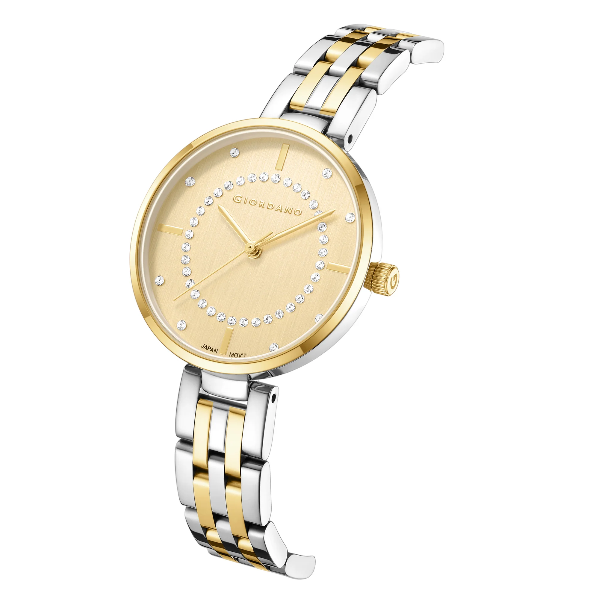 Giordano Stylish Analog Watch for Women with Diamond Studed Dial with Crystal Hour Markers and Stainless Steel Strap - GZ-60077-88 - Image 6