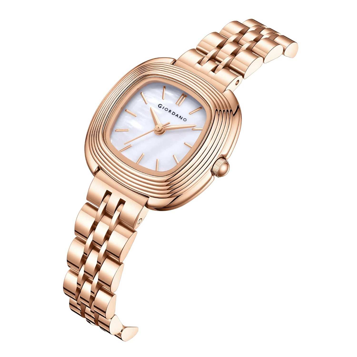 GIORDANO Stylish Analog Watch for Women with Sunray Cushion Dial, Index Markers & Stainless Steel Strap - GZ-60126-22 - Image 6