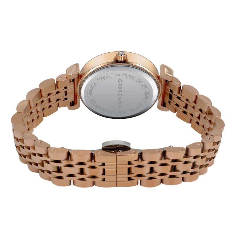 Giordano Stylish Diamond Studded Analog Wrist Watch for Women with Elegant Diamond Cut Glass and Glass Coated Stainless Steel Strap | GZ-60084-33 - Image 8
