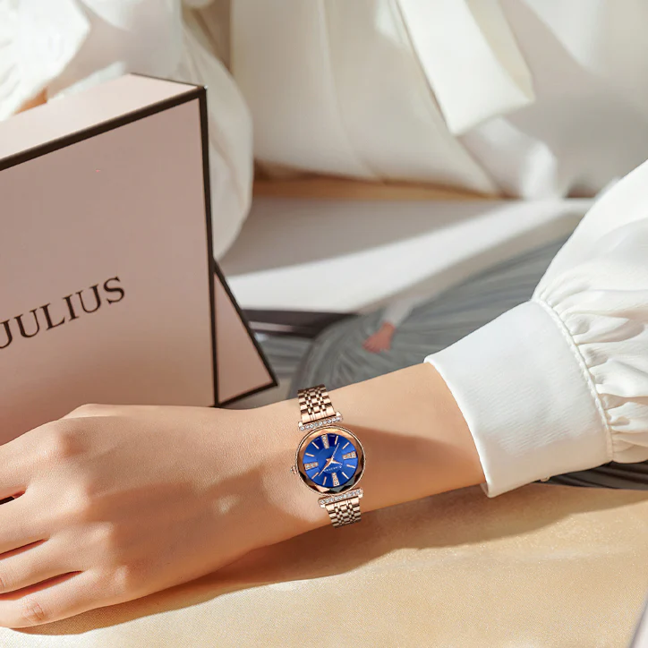 Giordano Stylish Diamond Studded Analog Wrist Watch for Women with Elegant Diamond Cut Glass and Glass Coated Stainless Steel Strap | GZ-60084-44 - Image 2