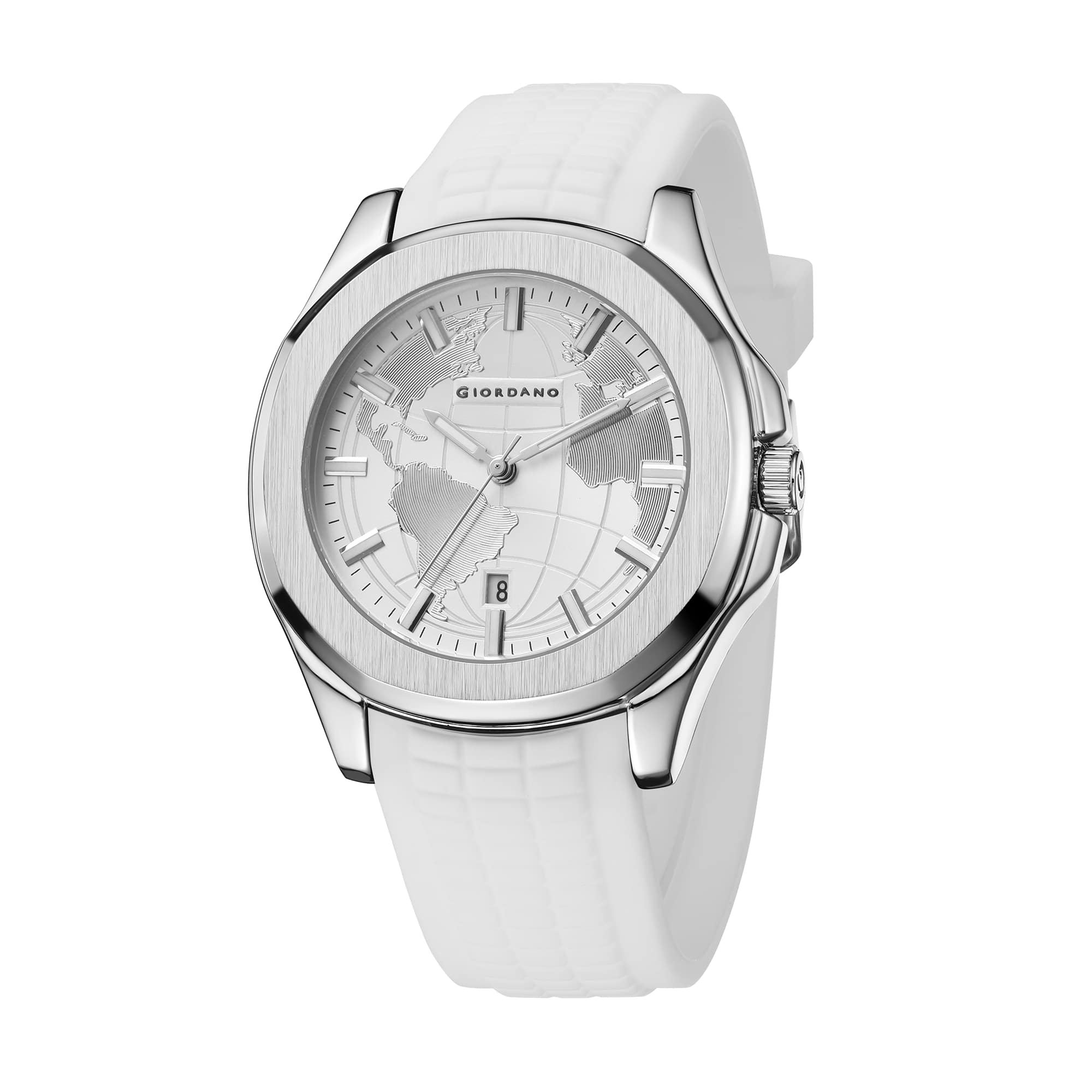Giordano Stylish World Map design Watch for men with round dial and textured Silicone strap  | GZ-50147-06 - Image 5