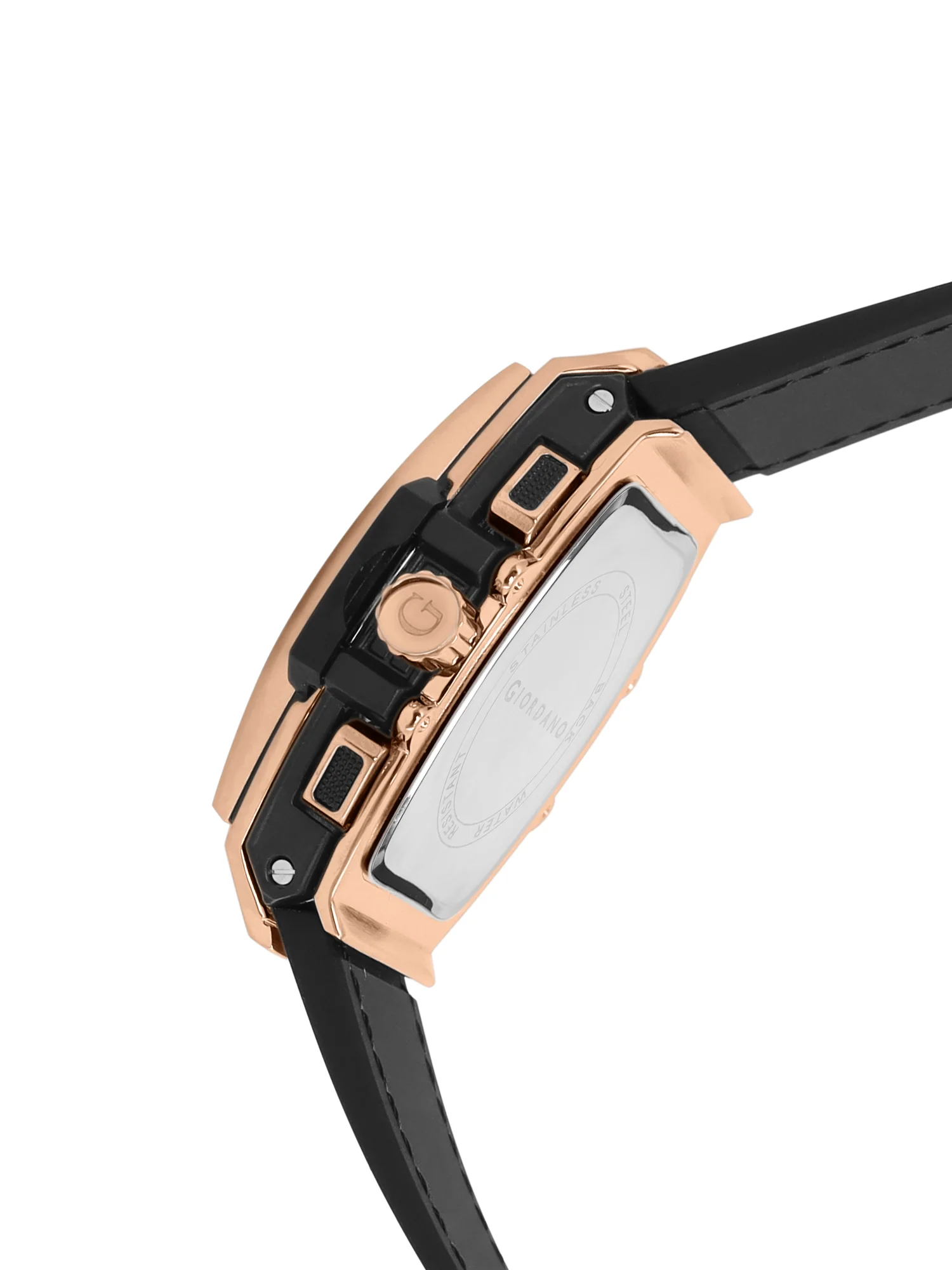 Giordano Terminator Men's Rose Gold Leather Multifunction Watch - with Day, Date, and 24-Hour Sub-Dials | Water Resistant Square Dial Unique Design Wrist Watch for Man | GZ-50098-02 - Image 14