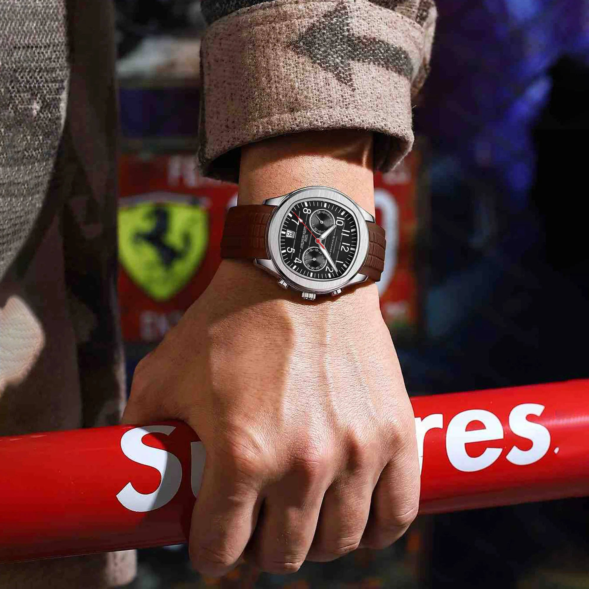 Giordano Two Eyed Multifunction Watch for Men – 50 ATM Water Resistance, Date Display,Textured Dial and Silicon Strap GZ-50158-01 - Image 2