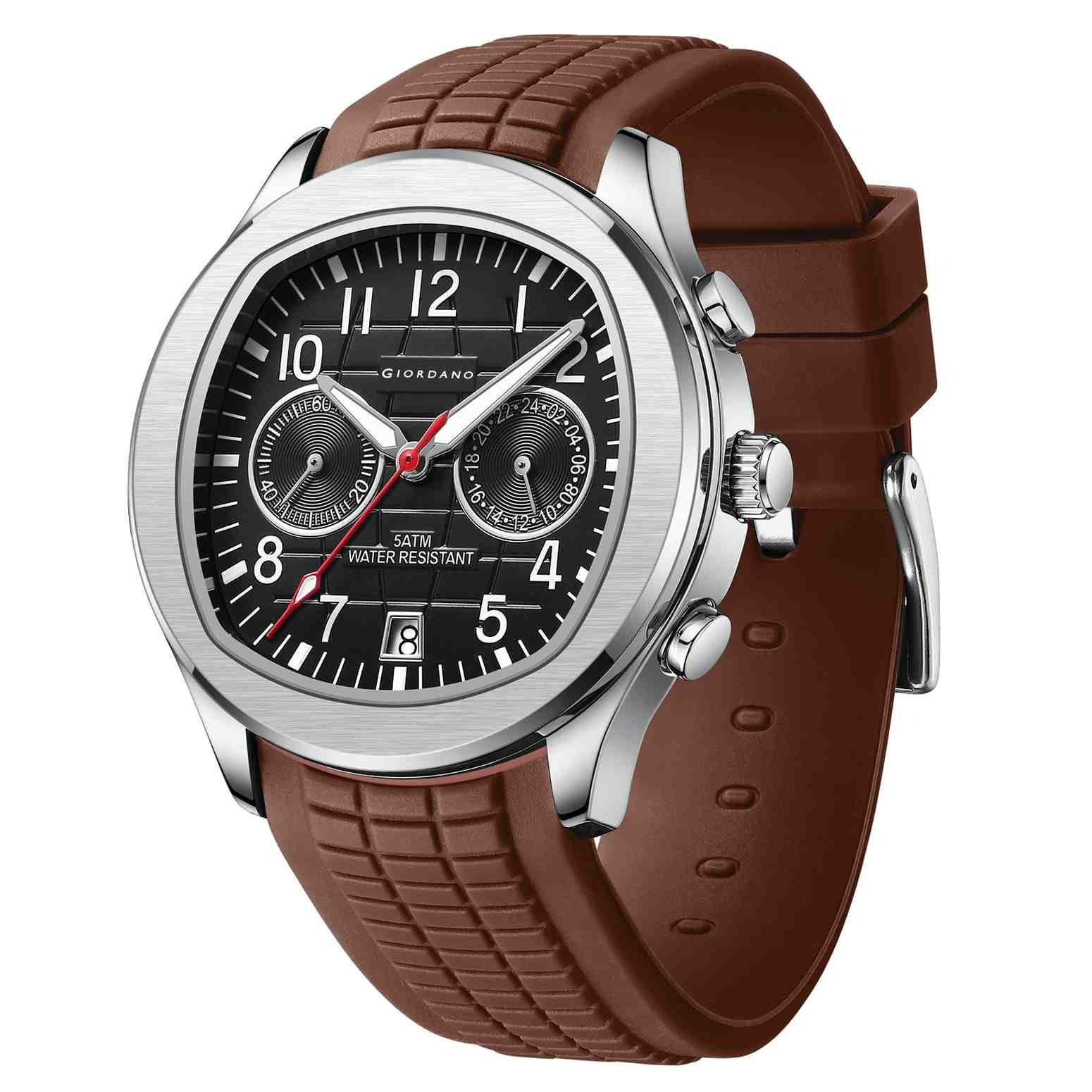 Giordano Two Eyed Multifunction Watch for Men – 50 ATM Water Resistance, Date Display,Textured Dial and Silicon Strap GZ-50158-01 - Image 4