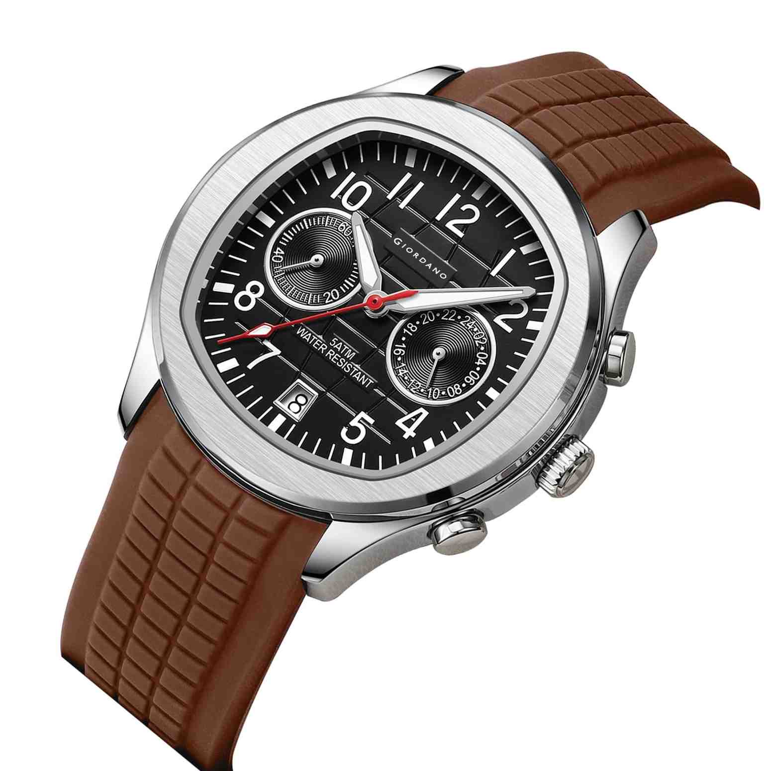Giordano Two Eyed Multifunction Watch for Men – 50 ATM Water Resistance, Date Display,Textured Dial and Silicon Strap GZ-50158-01 - Image 5