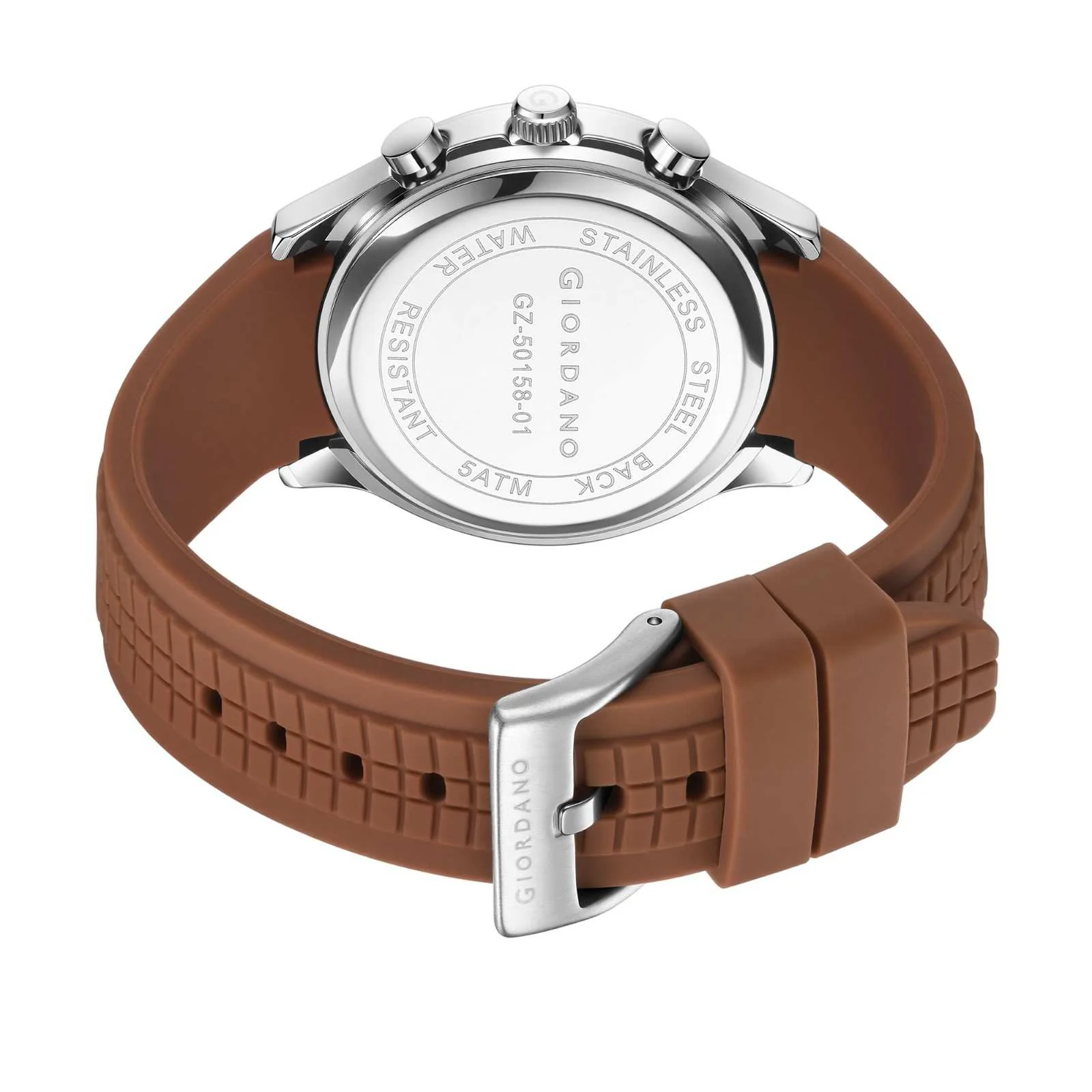 Giordano Two Eyed Multifunction Watch for Men – 50 ATM Water Resistance, Date Display,Textured Dial and Silicon Strap GZ-50158-01 - Image 6