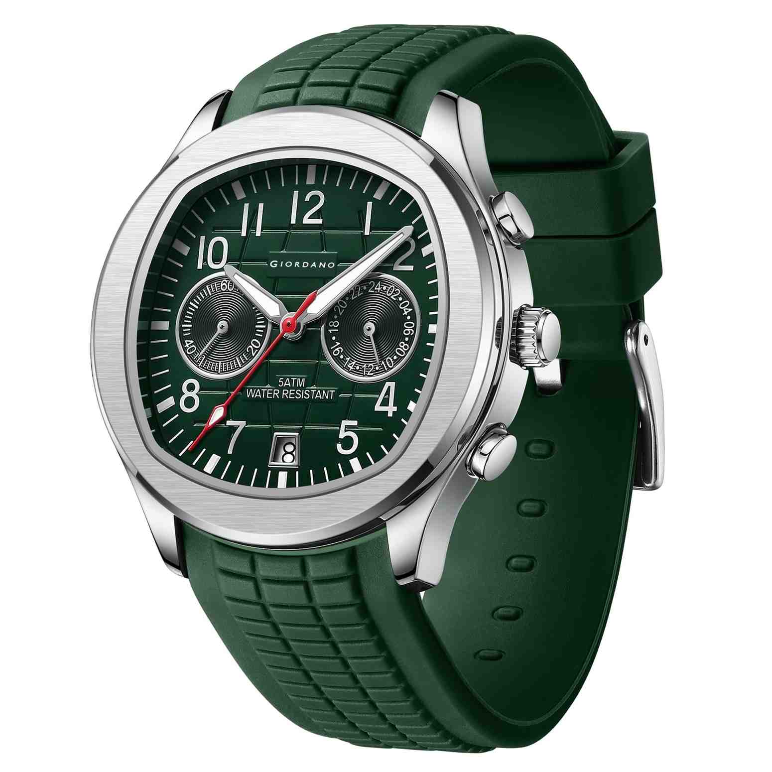 Giordano Two Eyed Multifunction Watch for Men – 50 ATM Water Resistance, Date Display,Textured Dial and Silicon Strap GZ-50158-02 - Image 4
