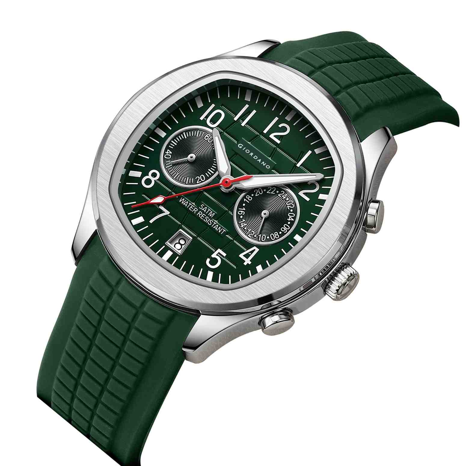 Giordano Two Eyed Multifunction Watch for Men – 50 ATM Water Resistance, Date Display,Textured Dial and Silicon Strap GZ-50158-02 - Image 5