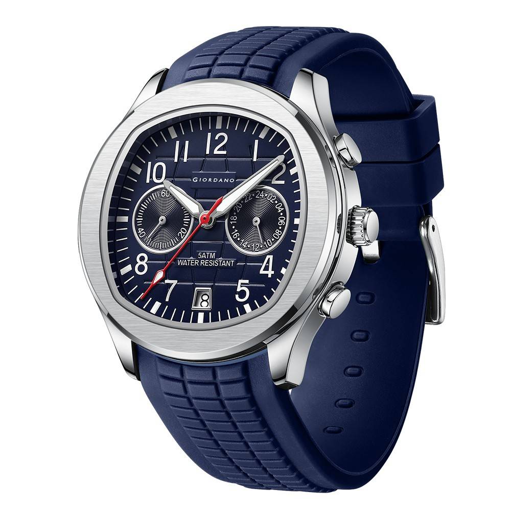 Giordano Two Eyed Multifunction Watch for Men – 50 ATM Water Resistance, Date Display,Textured Dial and Silicon Strap GZ-50158-03 - Image 4