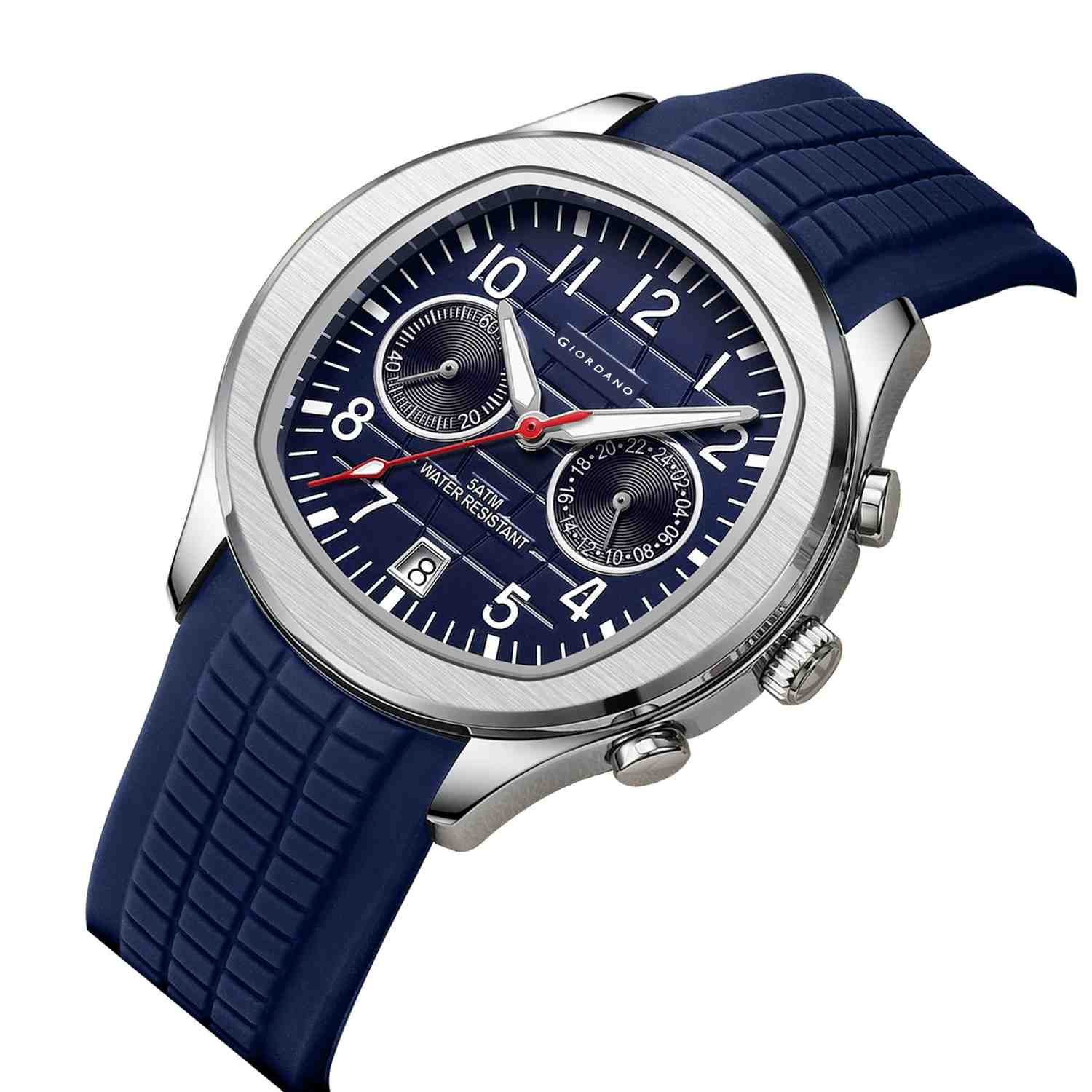 Giordano Two Eyed Multifunction Watch for Men – 50 ATM Water Resistance, Date Display,Textured Dial and Silicon Strap GZ-50158-03 - Image 5