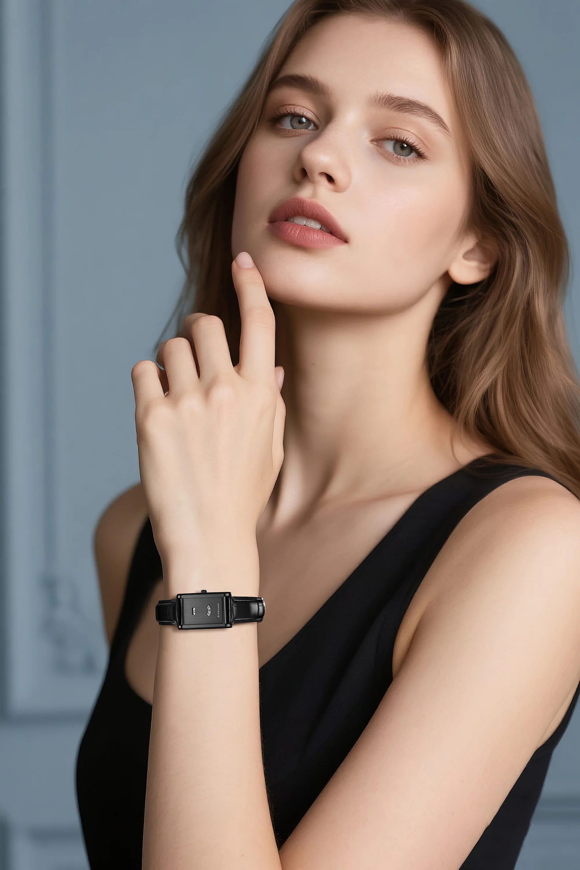 Giordano Unique Analog Watch for Women with Rectangular Dial, Hours & Minutes Window, Quartz Movement & Leather Strap - GZ-60148-01 - Image 2