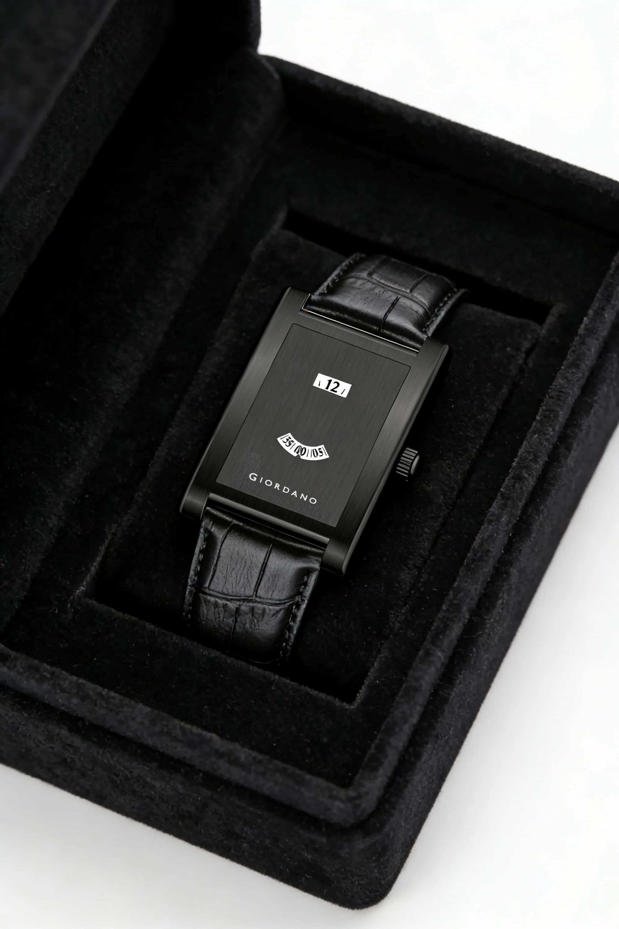 Giordano Unique Analog Watch for Women with Rectangular Dial, Hours & Minutes Window, Quartz Movement & Leather Strap - GZ-60148-01 - Image 4