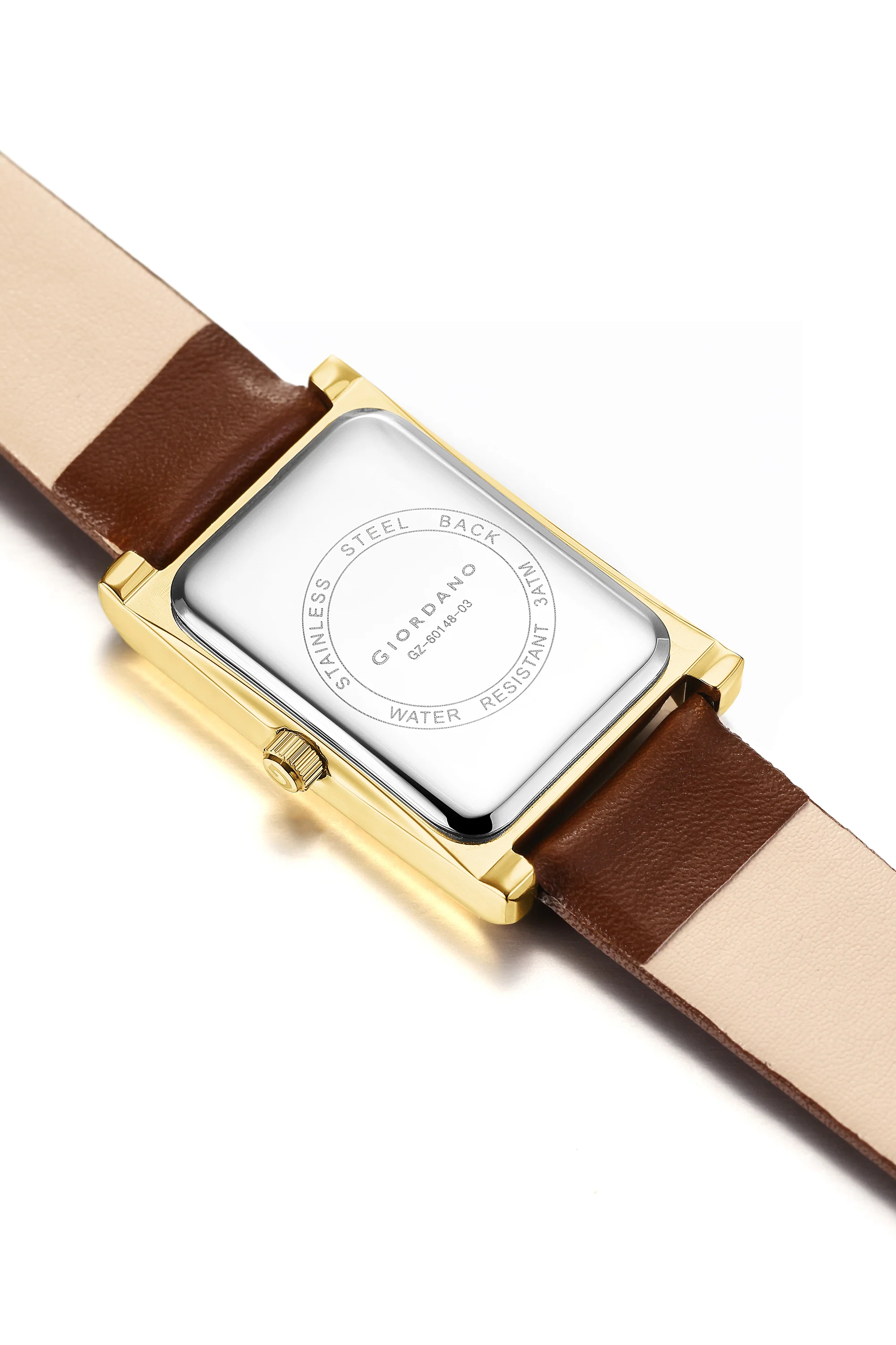 Giordano Unique Analog Watch for Women with Rectangular Dial, Hours & Minutes Window, Quartz Movement & Leather Strap - GZ-60148-03 - Image 4