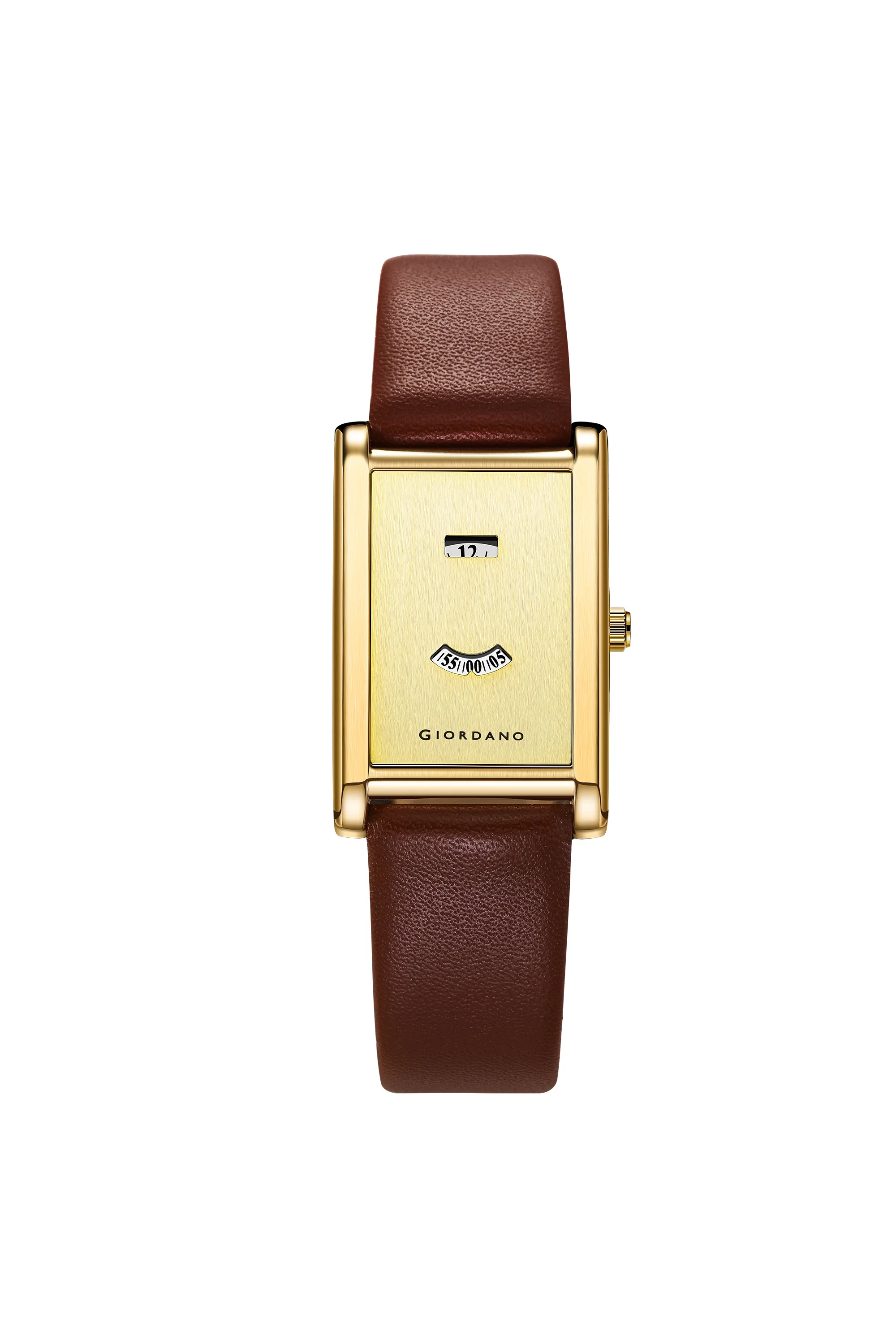Giordano Unique Analog Watch for Women with Rectangular Dial, Hours & Minutes Window, Quartz Movement & Leather Strap - GZ-60148-03 - Image 5