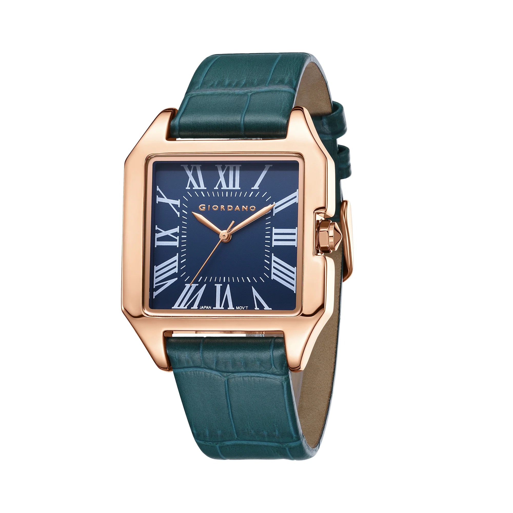 Giordano Vintage Square Watch for Women with Classic Roman Indices and Leather Strap - GZ-60080-01 - Image 5