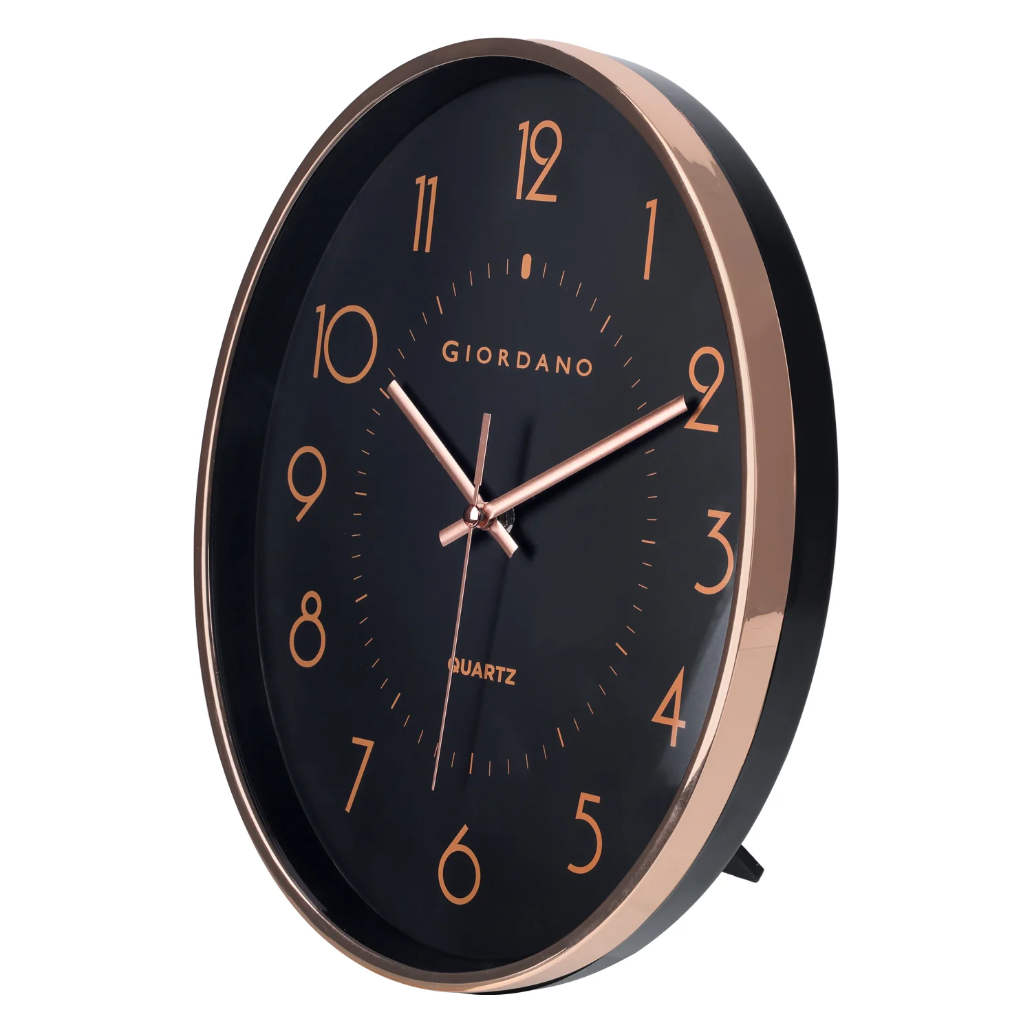 Giordano Wall Clock, Silent Sweep Non-Ticking Quartz Movement, Black Dial, Rose Gold Oval Plastic Frame, Metal Hand - GDCLTY1001RGBLK - Image 4