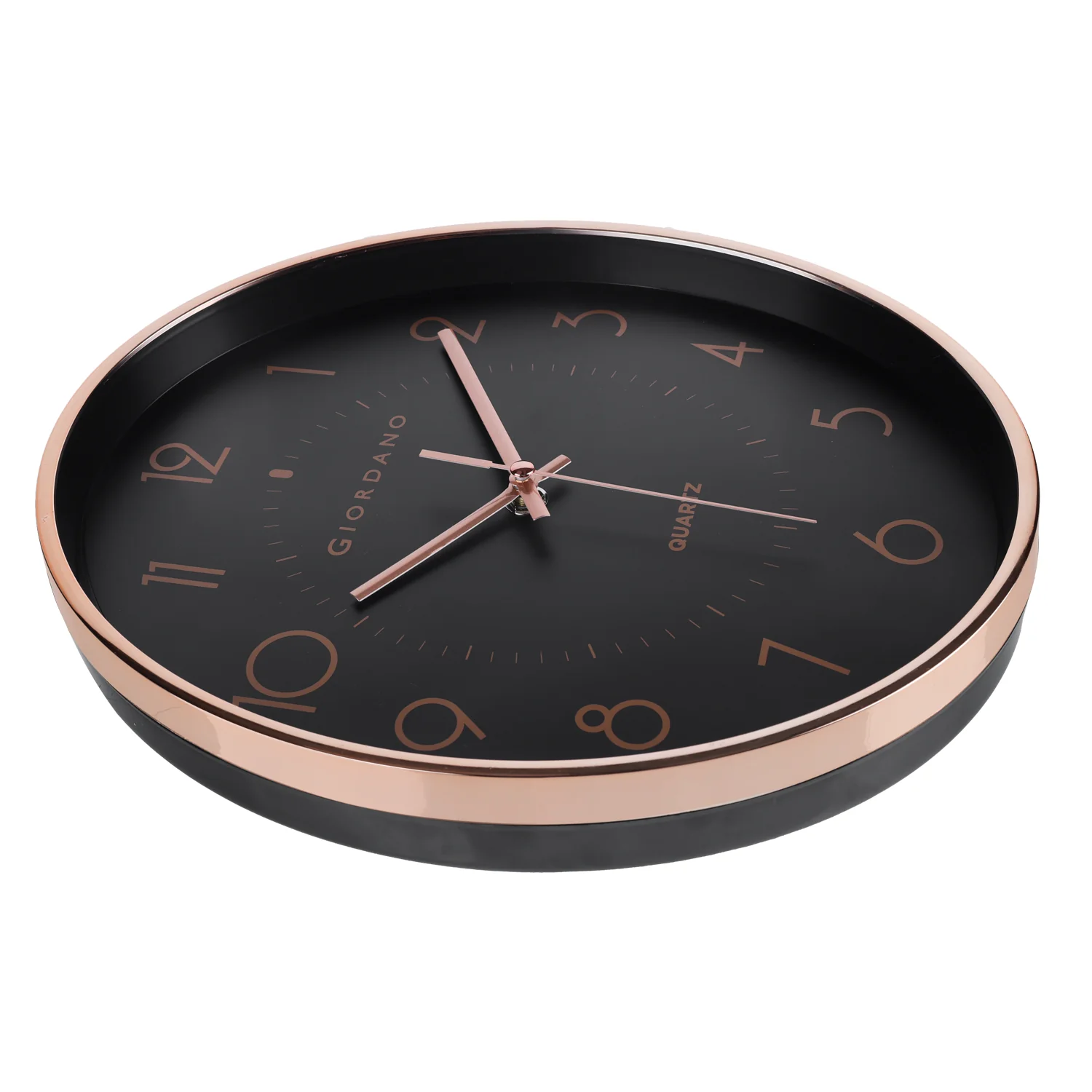 Giordano Wall Clock, Silent Sweep Non-Ticking Quartz Movement, Black Dial, Rose Gold Oval Plastic Frame, Metal Hand - GDCLTY1001RGBLK - Image 6