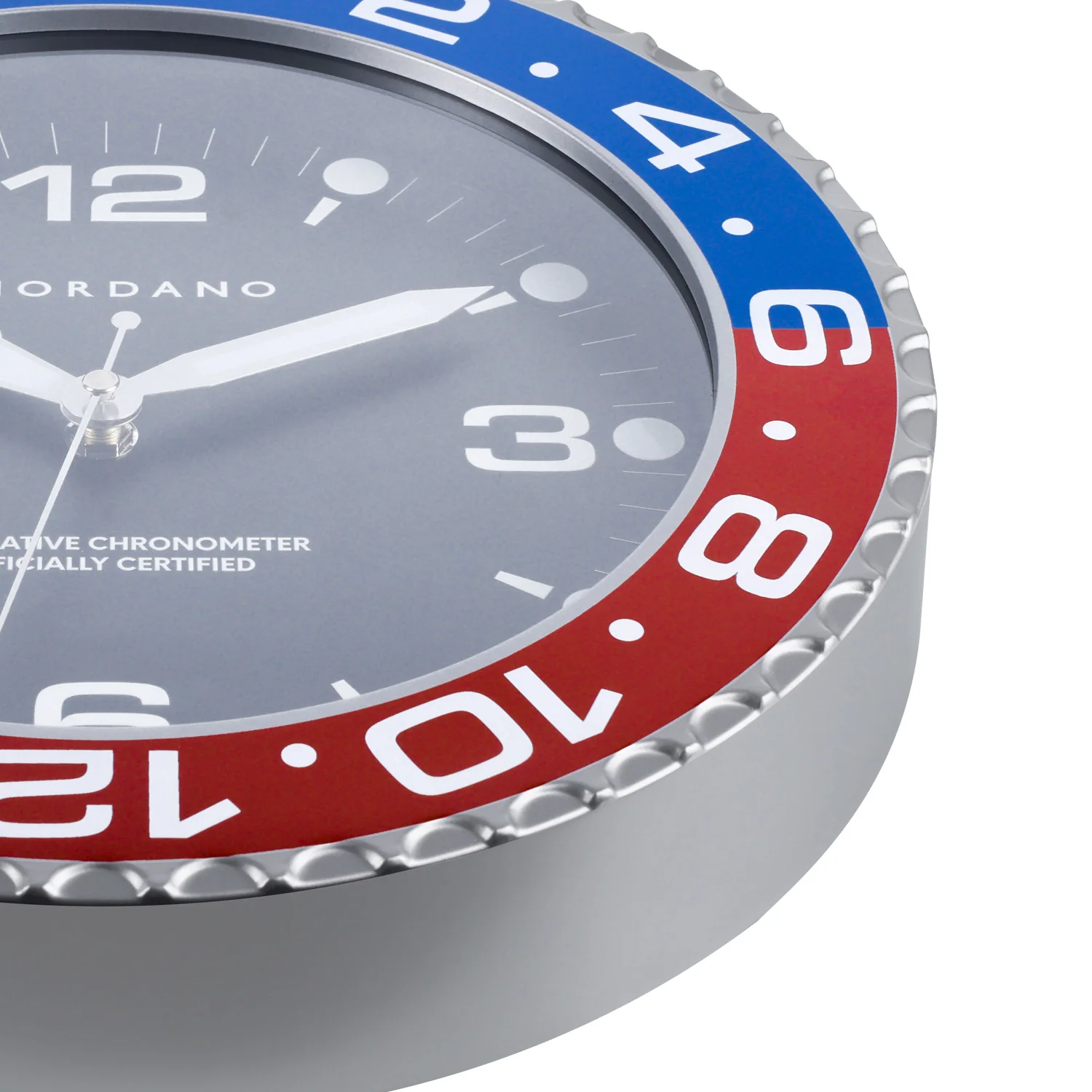 Giordano Wall Clock, Silent Sweep Non-Ticking Quartz Movement, Black Dial, Blue & Black Diver Style Bezel, Plastic Frame - GDCLTM2026BLRD - Image 6