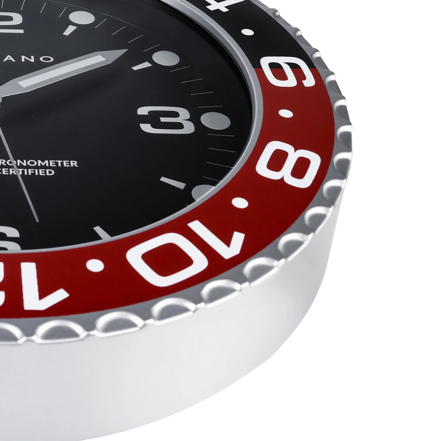Giordano Wall Clock, Silent Sweep Non-Ticking Quartz Movement, Black Dial, Red & Black Diver Style Bezel, Plastic Frame - GDCLTM2026BLKRD - Image 6