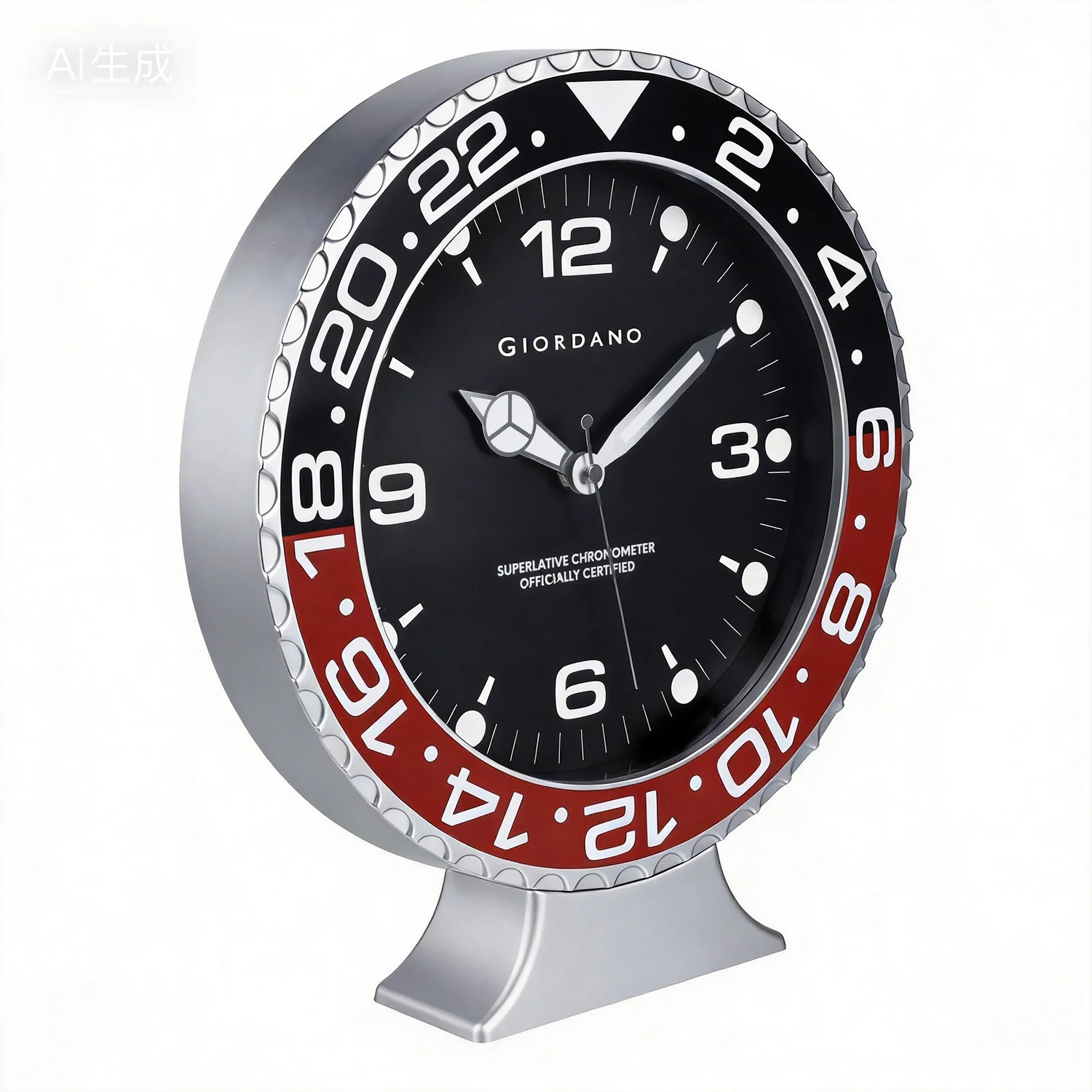 Giordano Wall Clock, Silent Sweep Non-Ticking Quartz Movement, Black Dial, Red & Black Diver Style Bezel, Plastic Frame - GDCLTM2026BLKRD - Image 8
