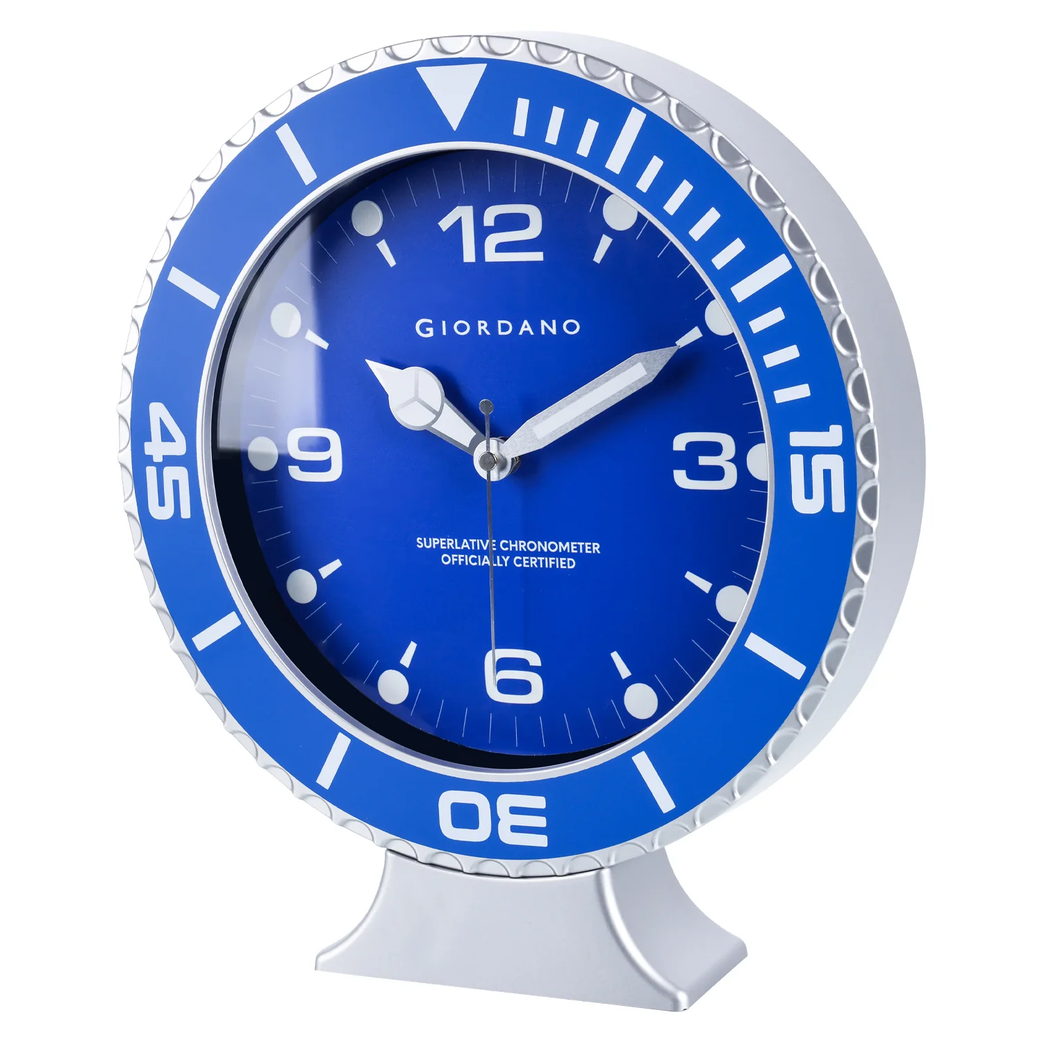 Giordano Wall Clock, Silent Sweep Non-Ticking Quartz Movement, Blue Dial, Blue Diver Style Bezel, Plastic Frame - GDCLTM2026BLU - Image 4