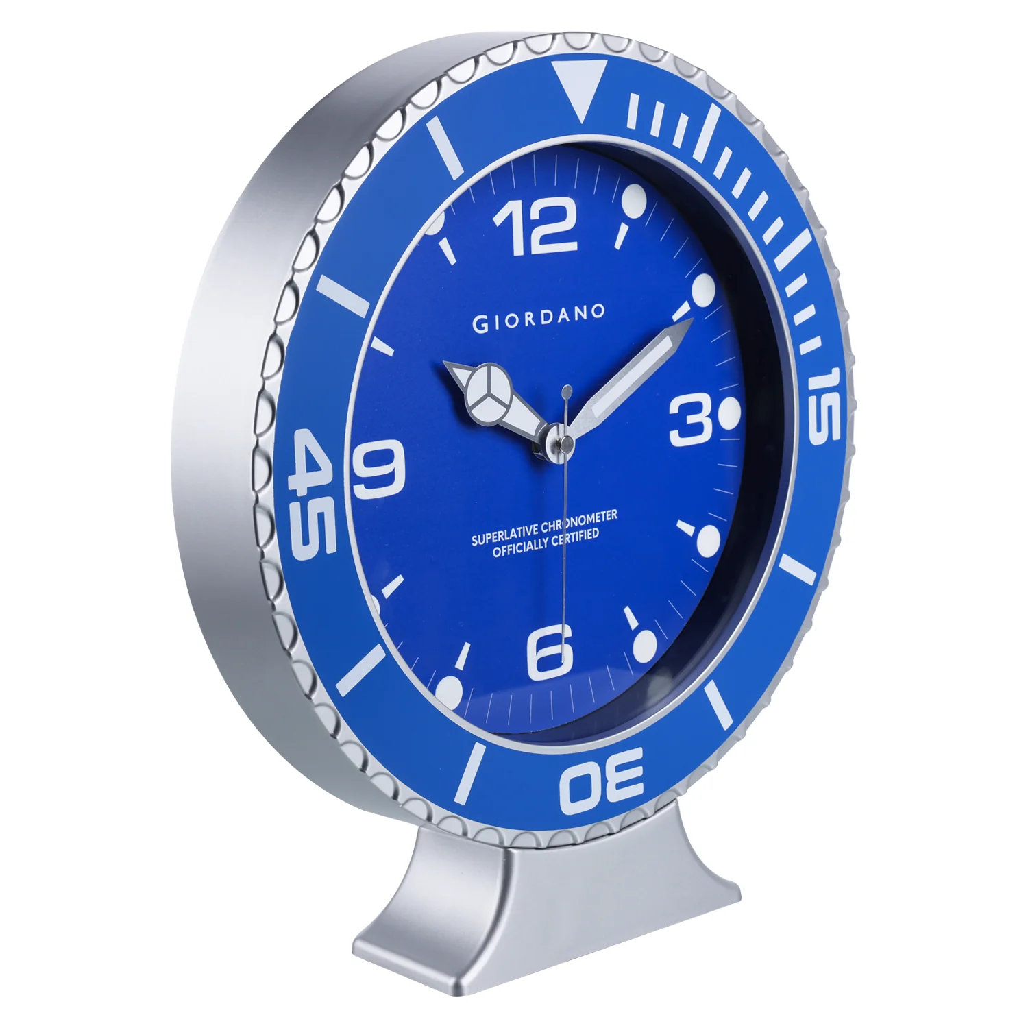 Giordano Wall Clock, Silent Sweep Non-Ticking Quartz Movement, Blue Dial, Blue Diver Style Bezel, Plastic Frame - GDCLTM2026BLU - Image 5