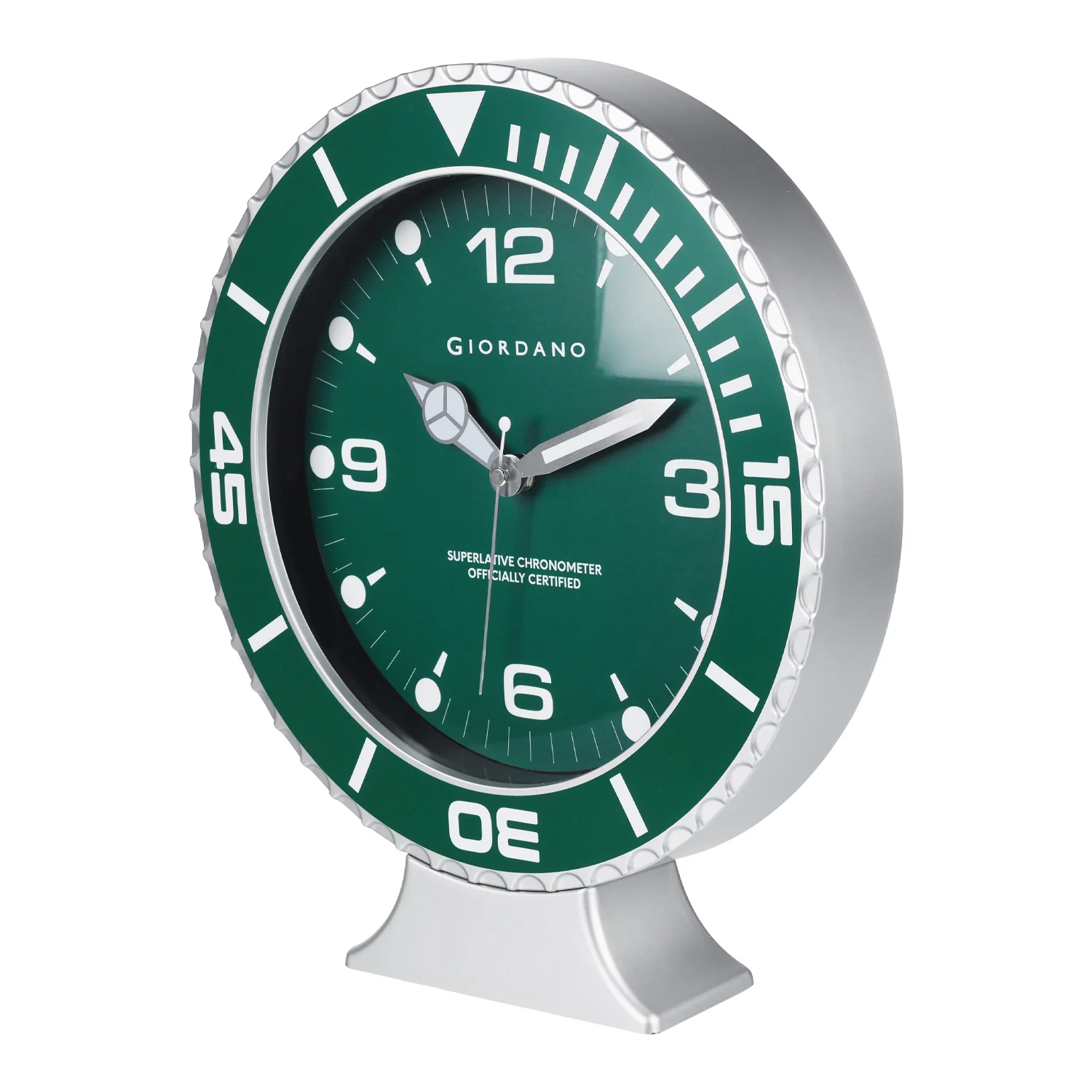 Giordano Wall Clock, Silent Sweep Non-Ticking Quartz Movement, Green Dial, Green Diver Style Bezel, Plastic Frame - GDCLTM2026GRN - Image 4