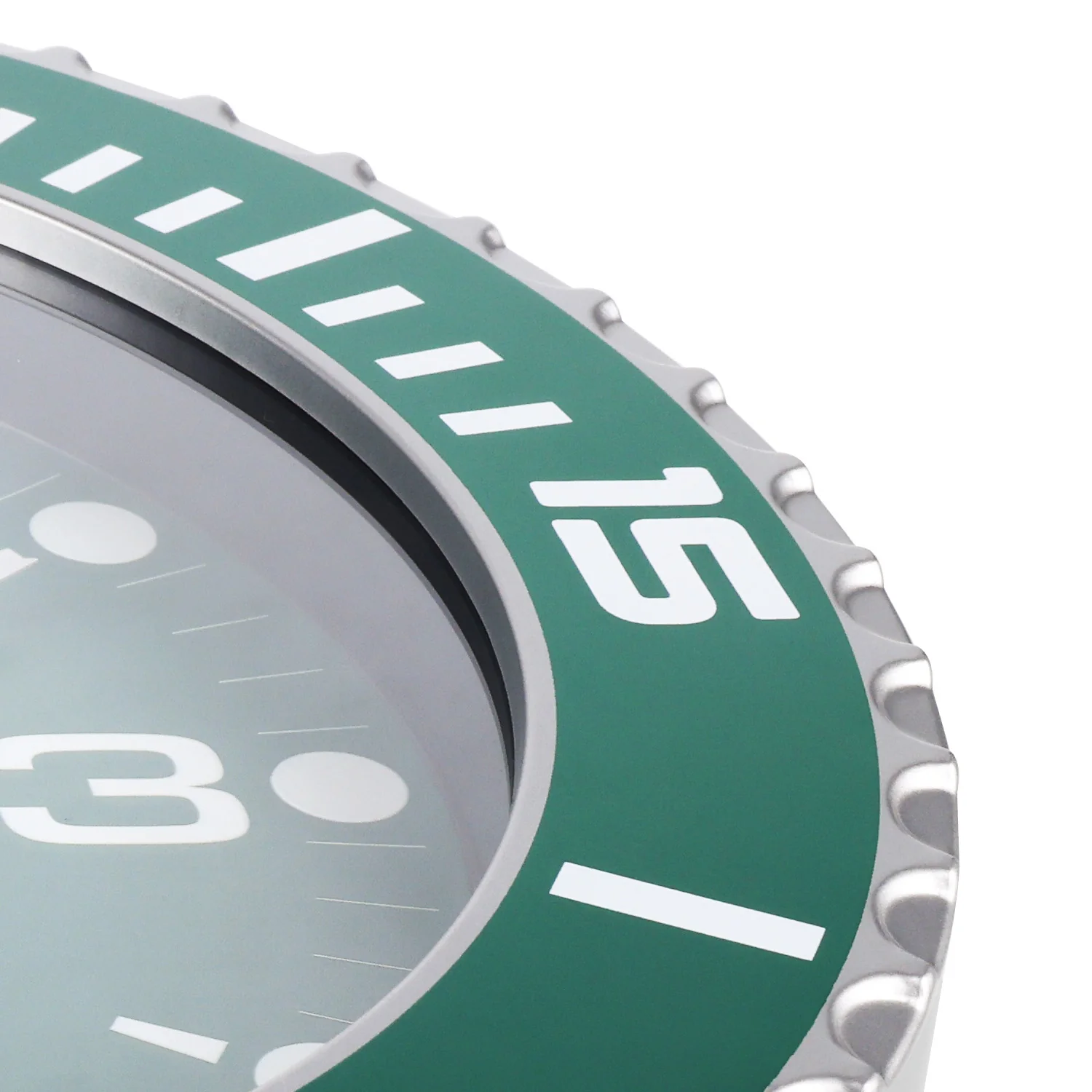 Giordano Wall Clock, Silent Sweep Non-Ticking Quartz Movement, Green Dial, Green Diver Style Bezel, Plastic Frame - GDCLTM2026GRN - Image 6