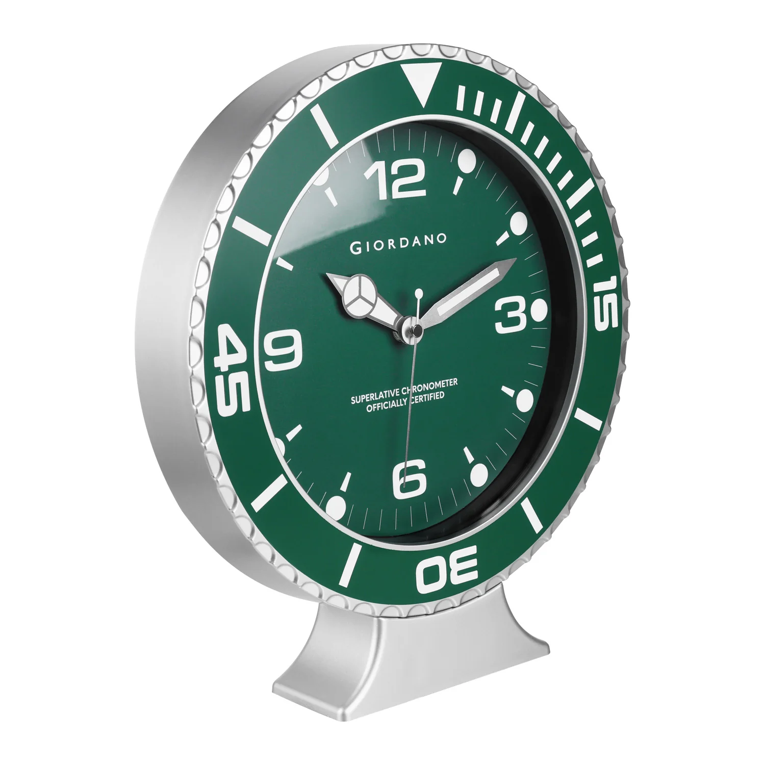Giordano Wall Clock, Silent Sweep Non-Ticking Quartz Movement, Green Dial, Green Diver Style Bezel, Plastic Frame - GDCLTM2026GRN - Image 8